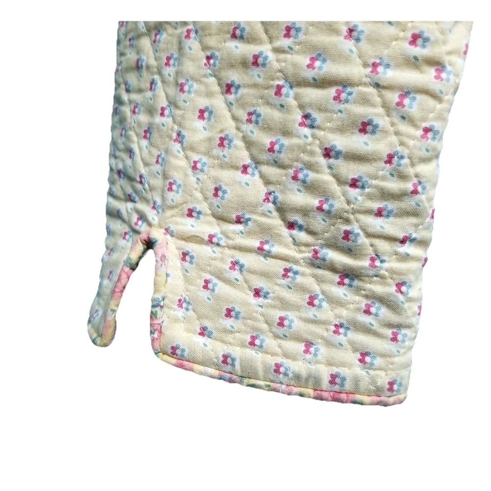 Vera Bradley Vtg Yellow Pink Floral Quilted Vtg L Sz S Blazer Lightweight PTP 19 - Picture 7 of 9